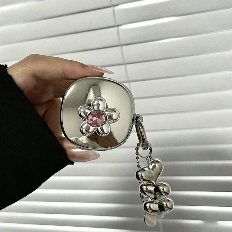 Pink Framed Heart Plated Case + 3 Heart Pendants AirPods 2