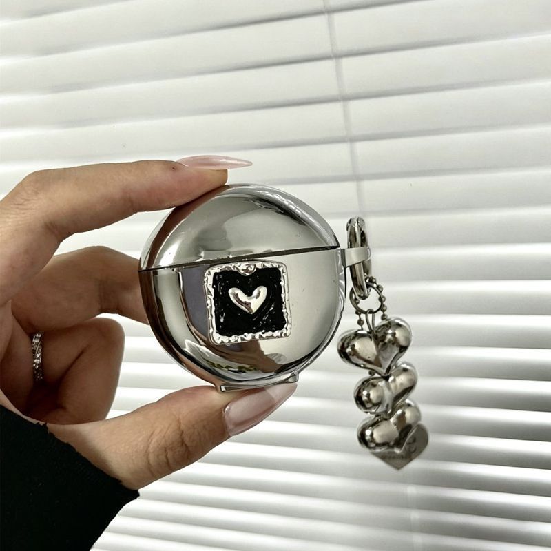 Pink Framed Heart Plated Case + 3 Heart Pendants AirPods Pro