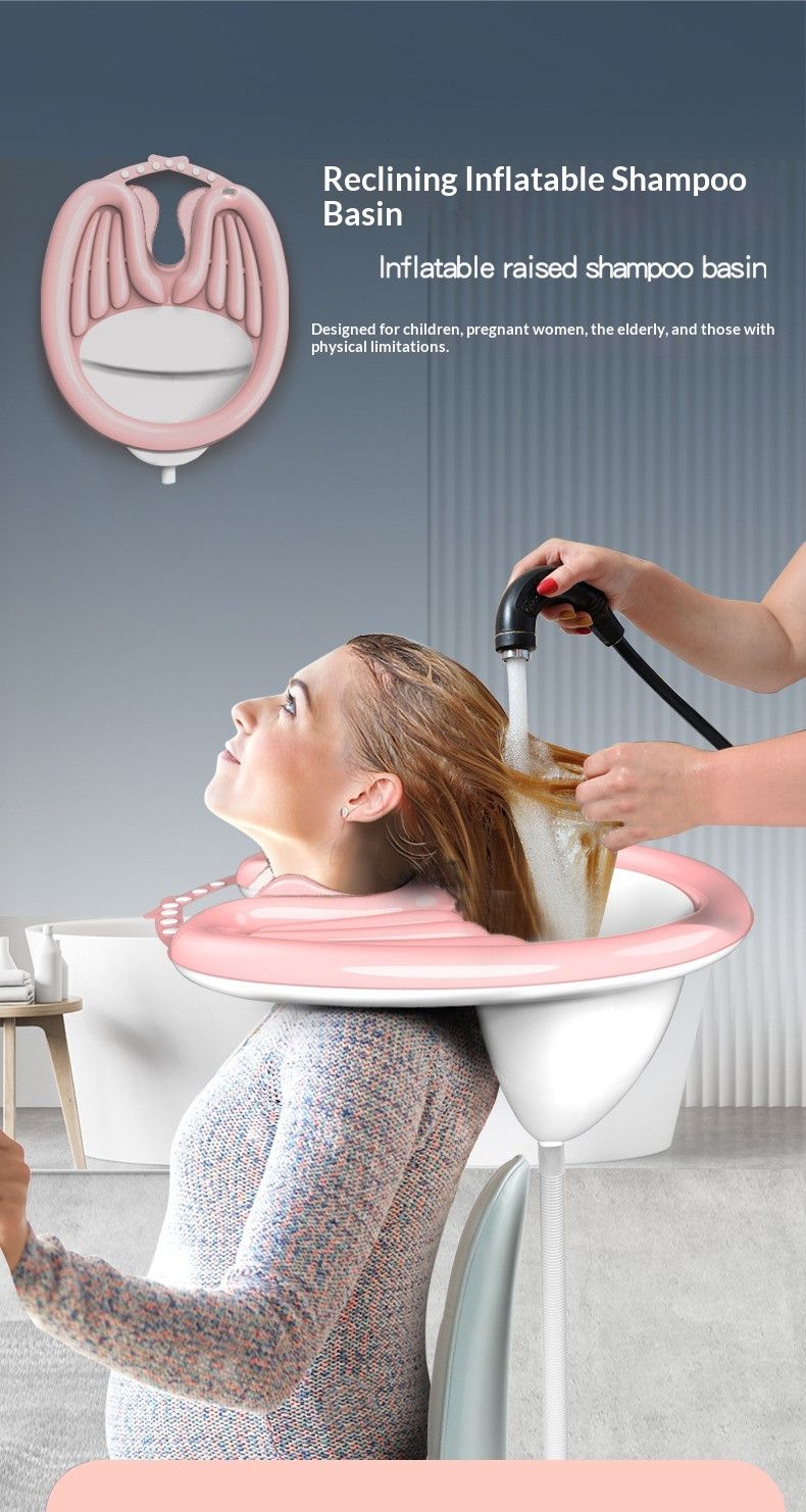 PinkHairWashingBasin+LargeShowerCap+DrainBasket