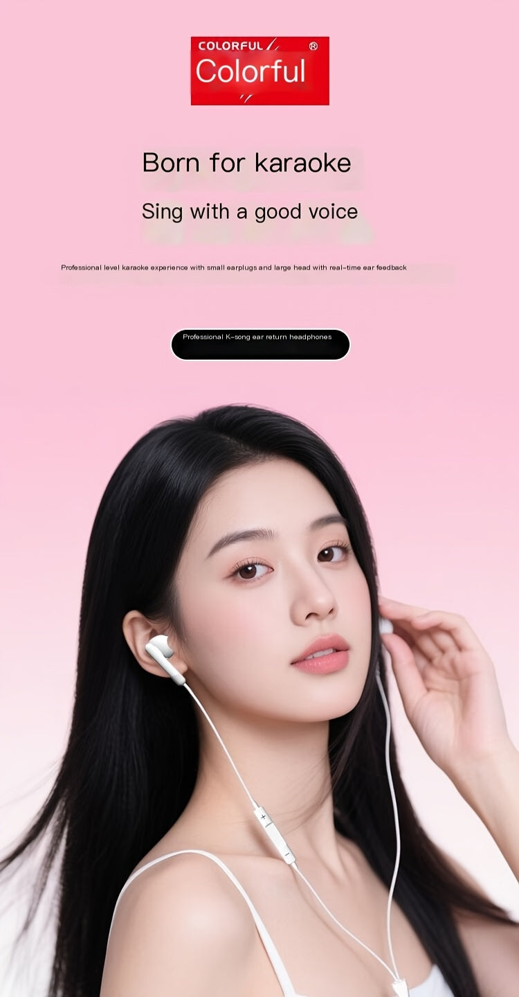 Colorful QK01 Wired karaoke headphones-White