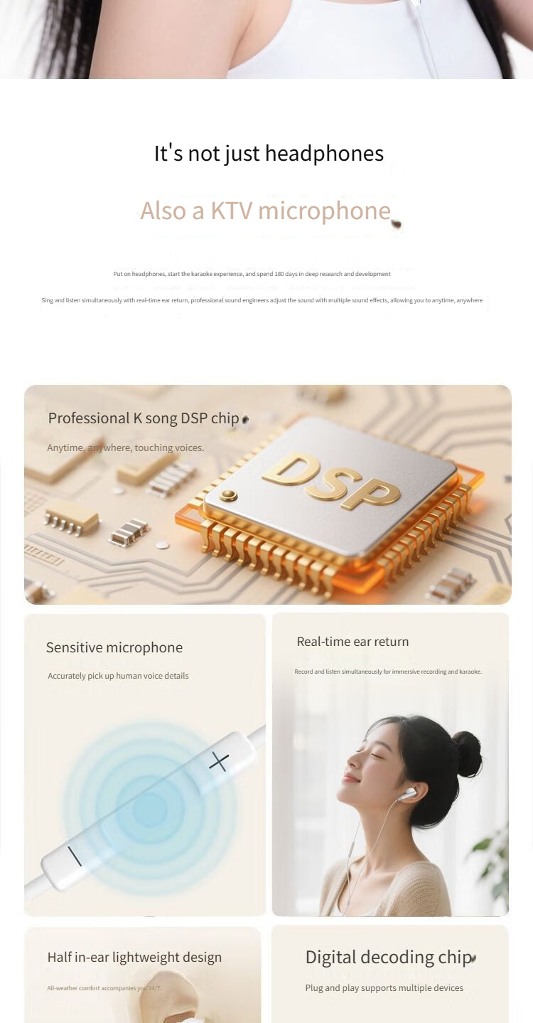 Colorful QK01 Wired karaoke headphones-White