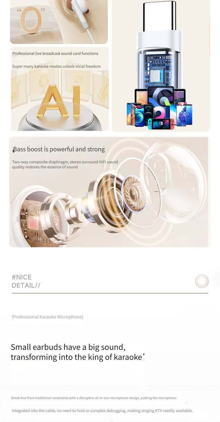 Colorful QK01 Wired karaoke headphones-White