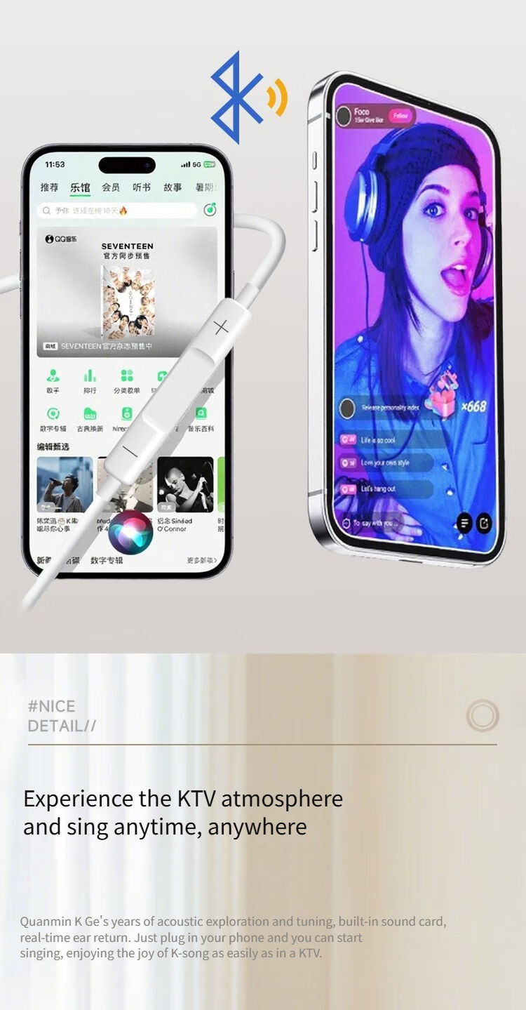 Colorful QK01 Wired karaoke headphones-White