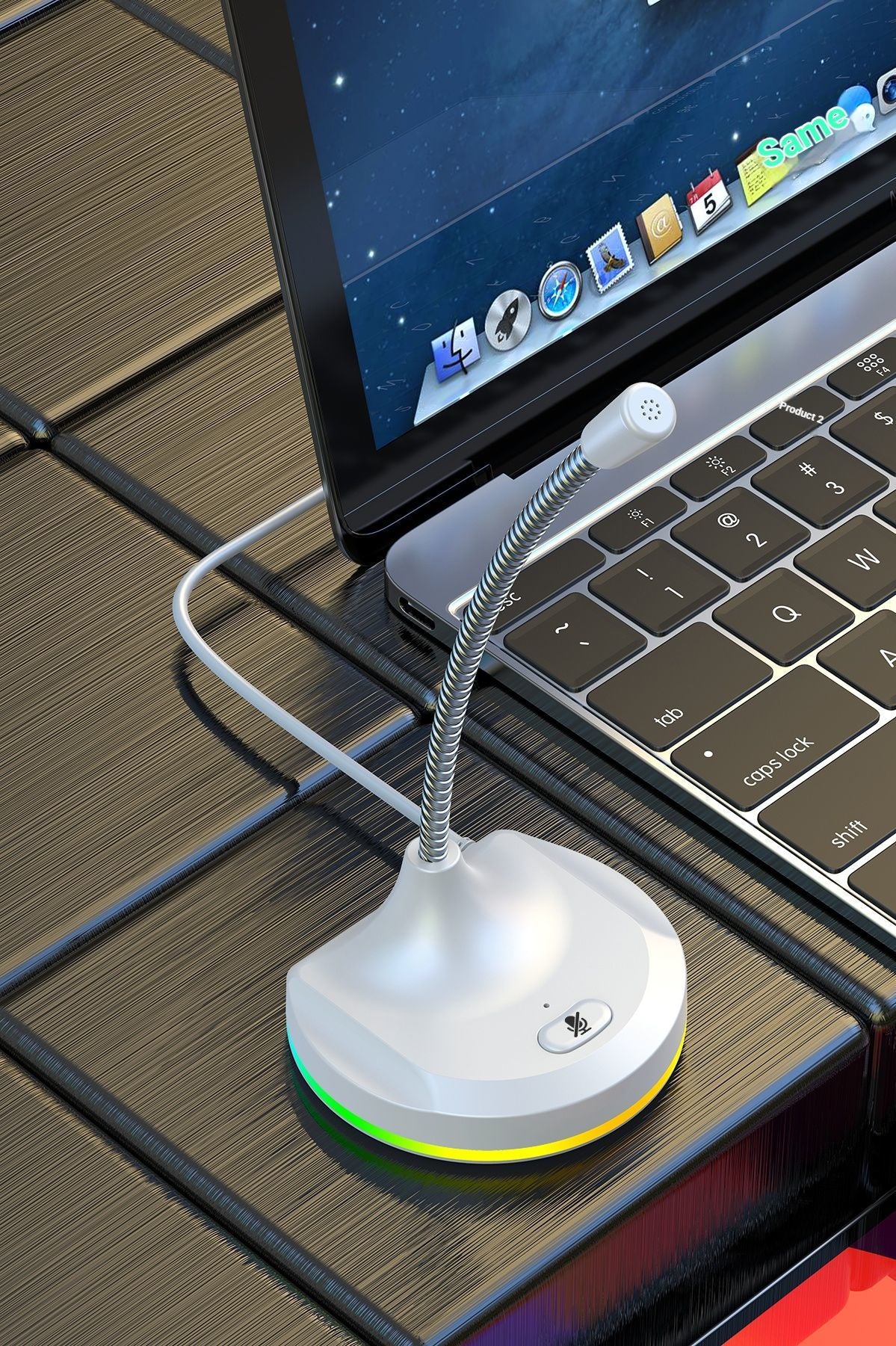 RGB Desktop Microphone 3 USB HUB Model White
