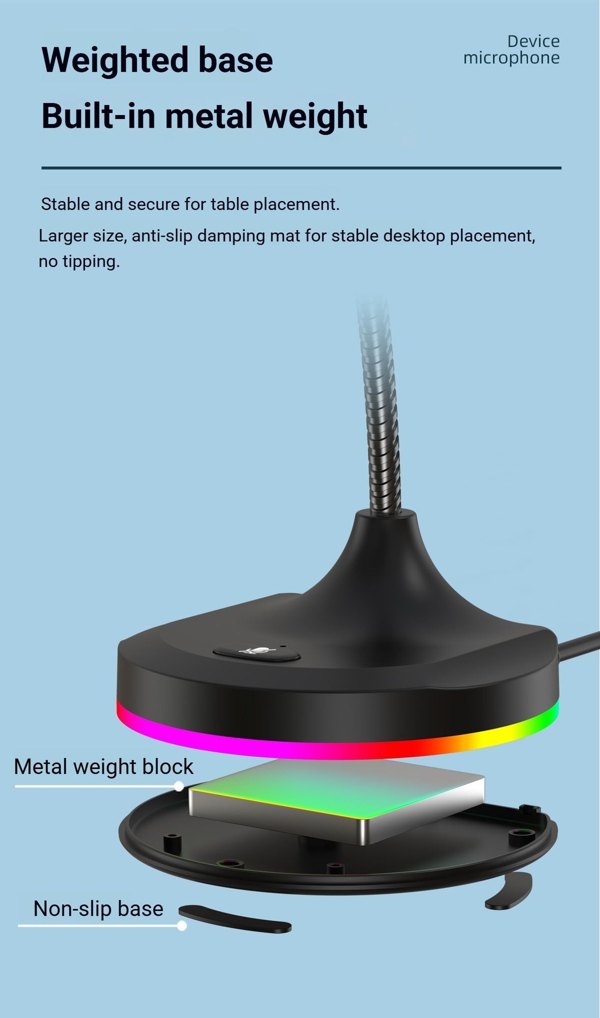 RGB Desktop Microphone 3 USB HUB Model White