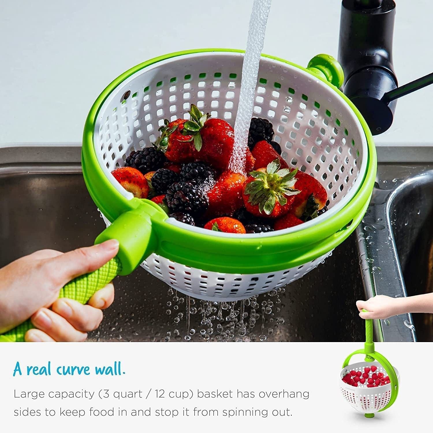 Rotating draining basket-Green