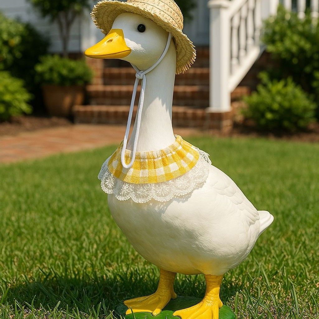 Straw Hat And Yellow Lace Bib