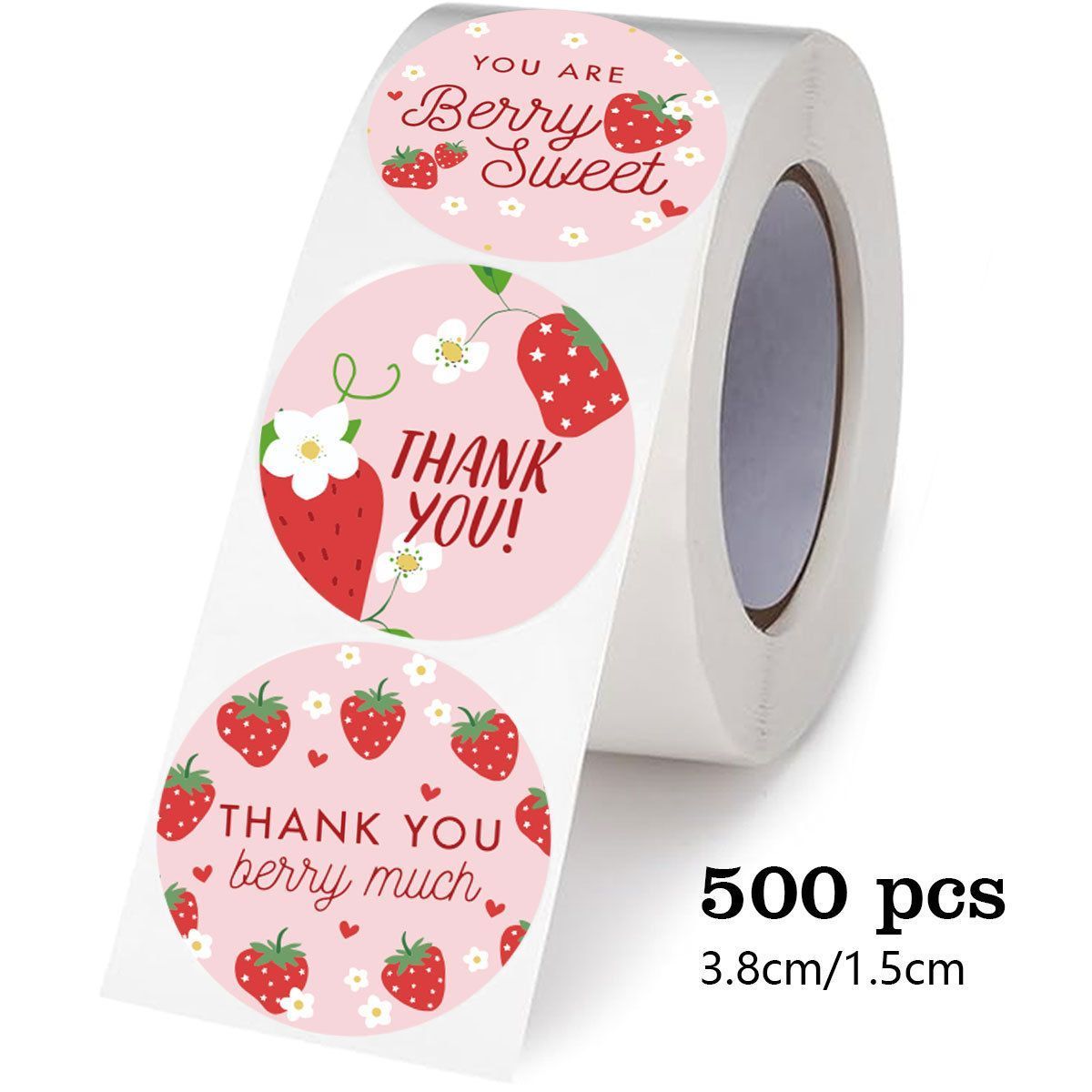 Strawberry Thank You Stickers 25mm 1inch