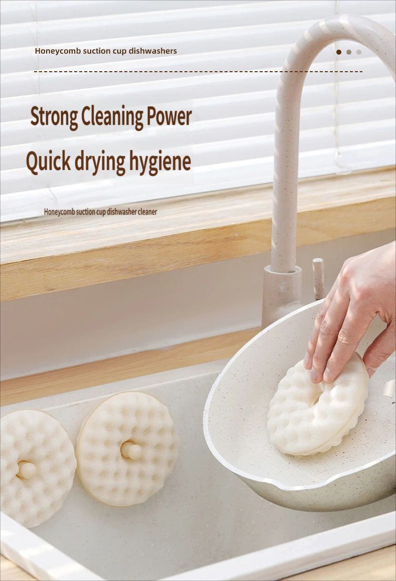 SuctionCupSpongeDishCloth-White