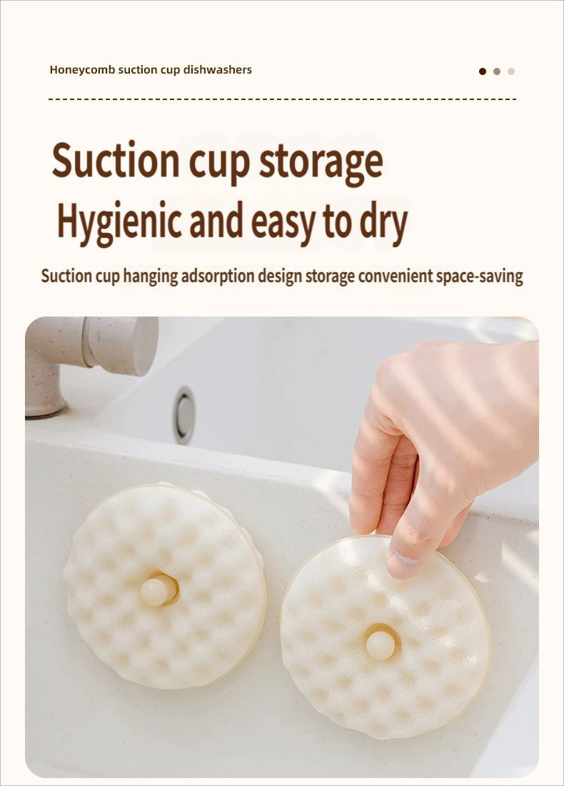 SuctionCupSpongeDishCloth-White