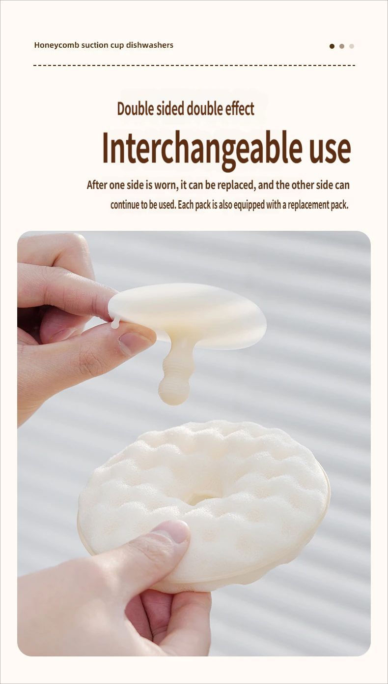 SuctionCupSpongeDishCloth-White