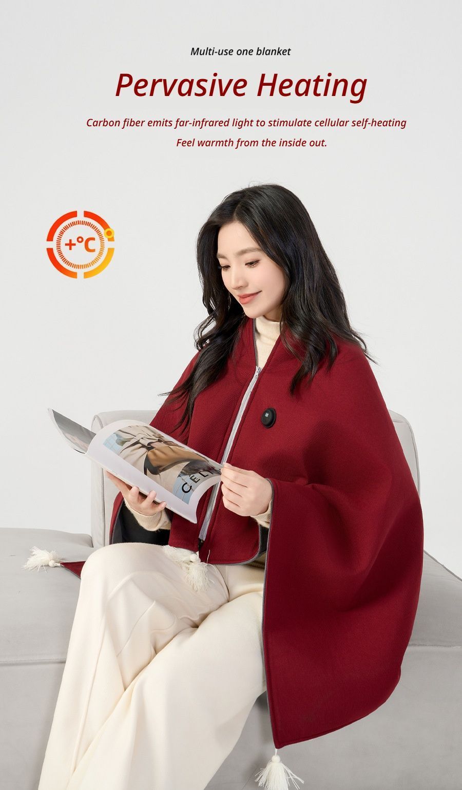 USB Washable Heated Shawl-No Power Bank Included-Green