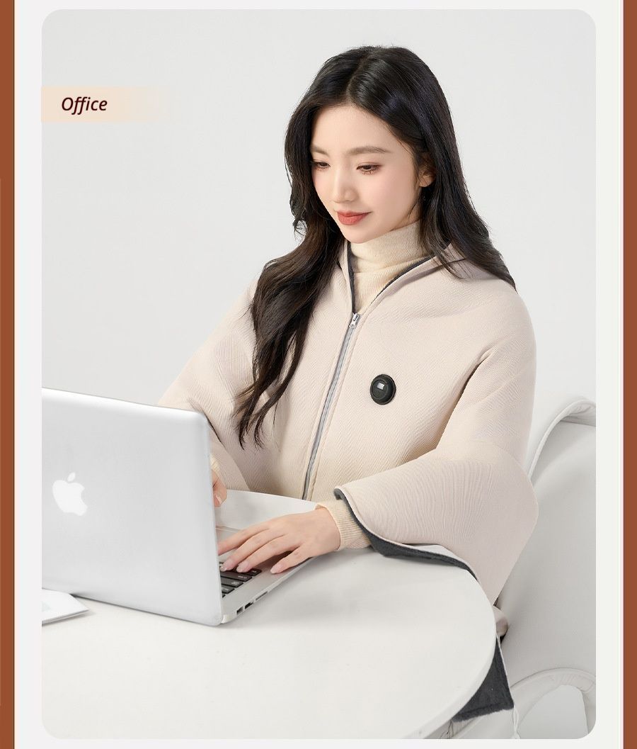 USB Washable Heated Shawl-No Power Bank Included-Red