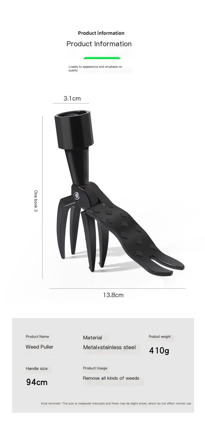 Manual weeding device-with a stainless steel three-section pipe