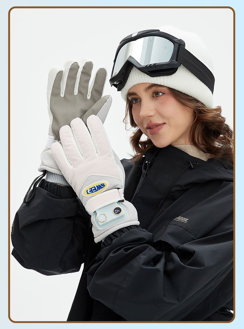 Windproof Water-Repellent Self-Heating Fleece Gloves Light Green