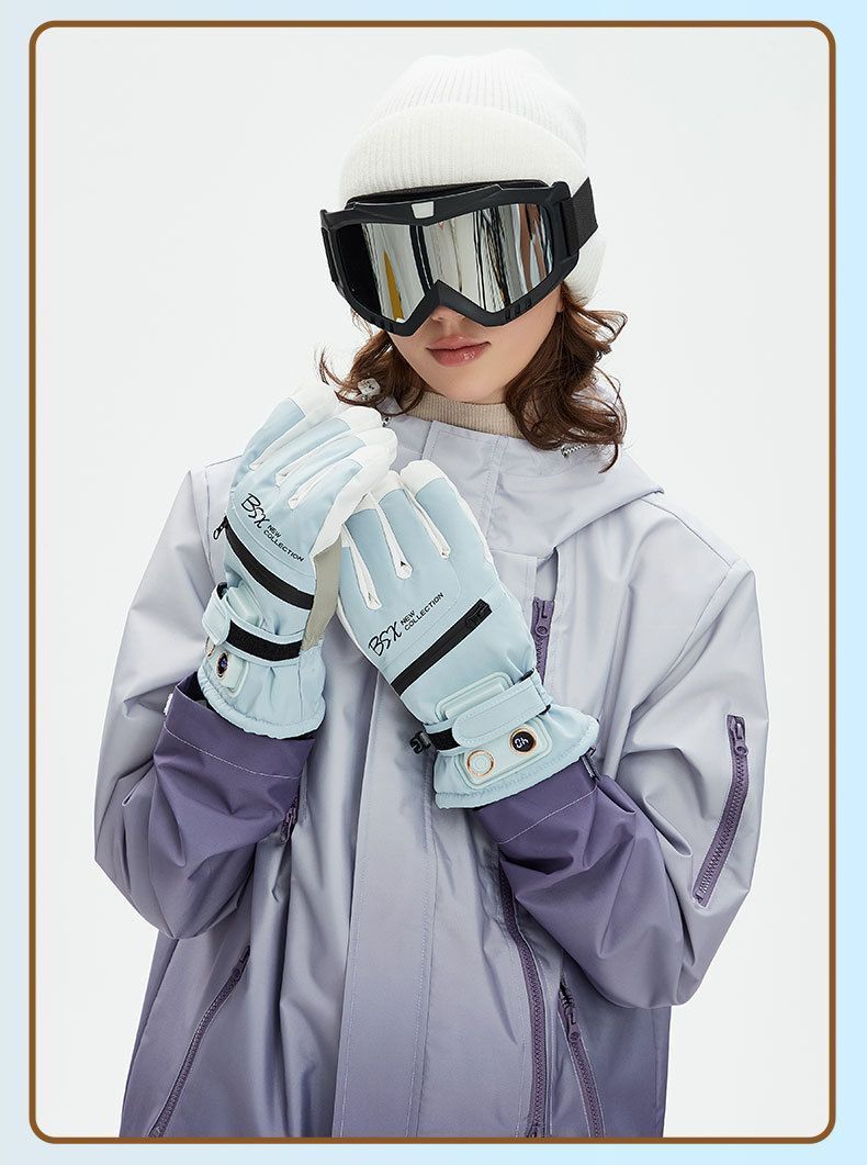 Winter Self-Heating Windproof Touchscreen Gloves-Beige Black