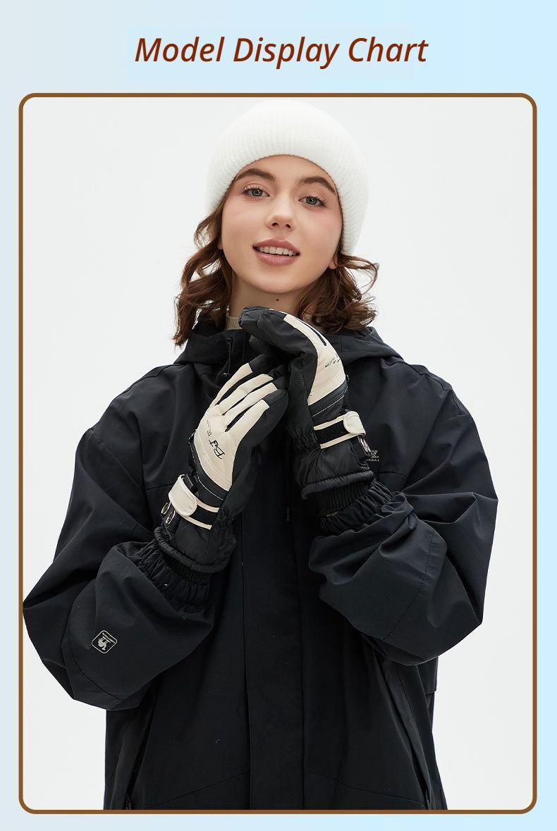 Winter Self-Heating Windproof Touchscreen Gloves-Black Gray
