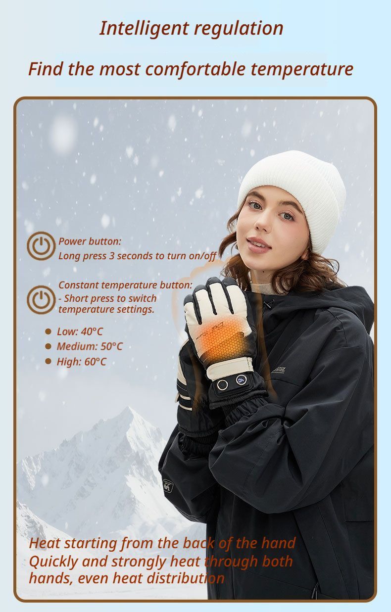Winter Self-Heating Windproof Touchscreen Gloves-Blue and White
