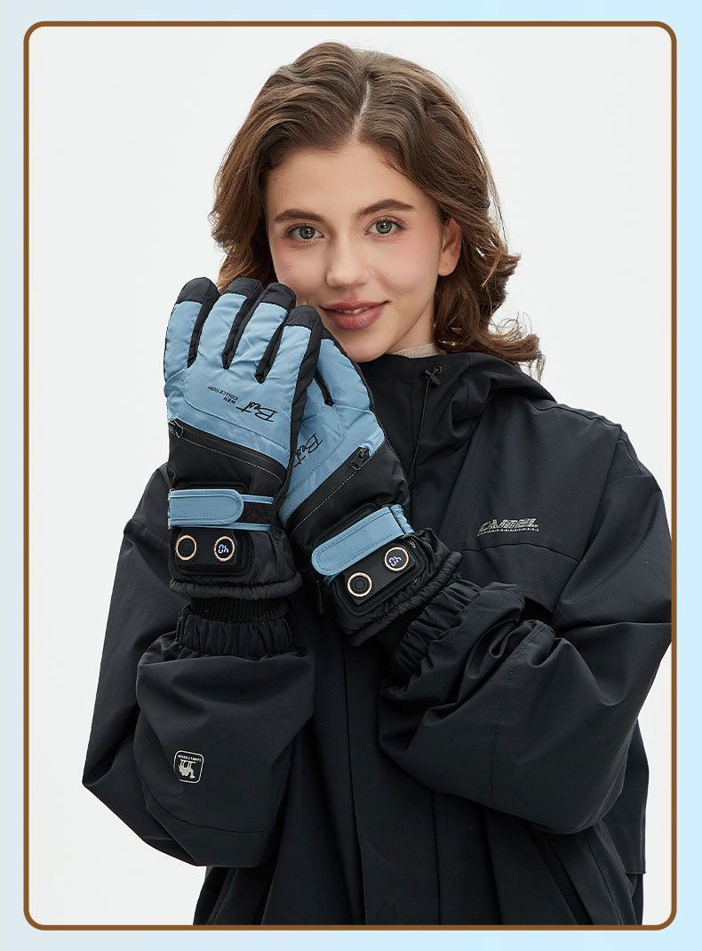 Winter Self-Heating Windproof Touchscreen Gloves-Blue Black