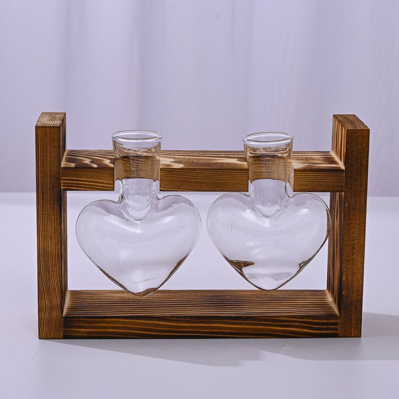 HydroponicSnap-OnWoodenStand-Heart-ShapedDoubleBottle