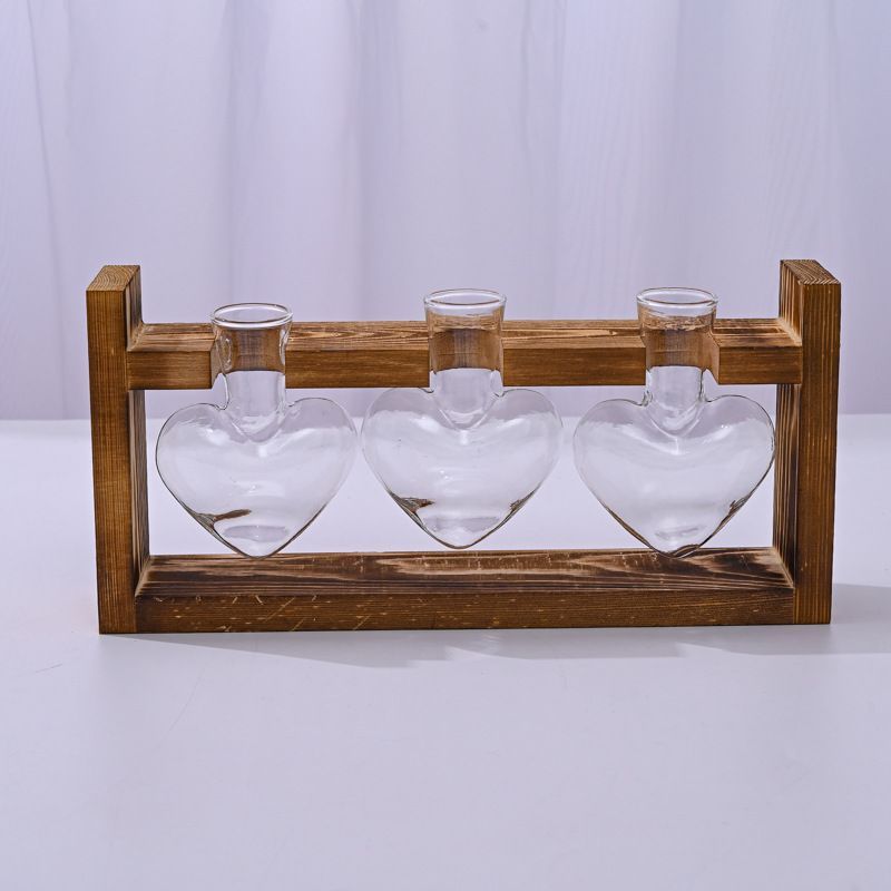 HydroponicWoodenFramewithSnap-On-Heart-ShapedTripleBottle