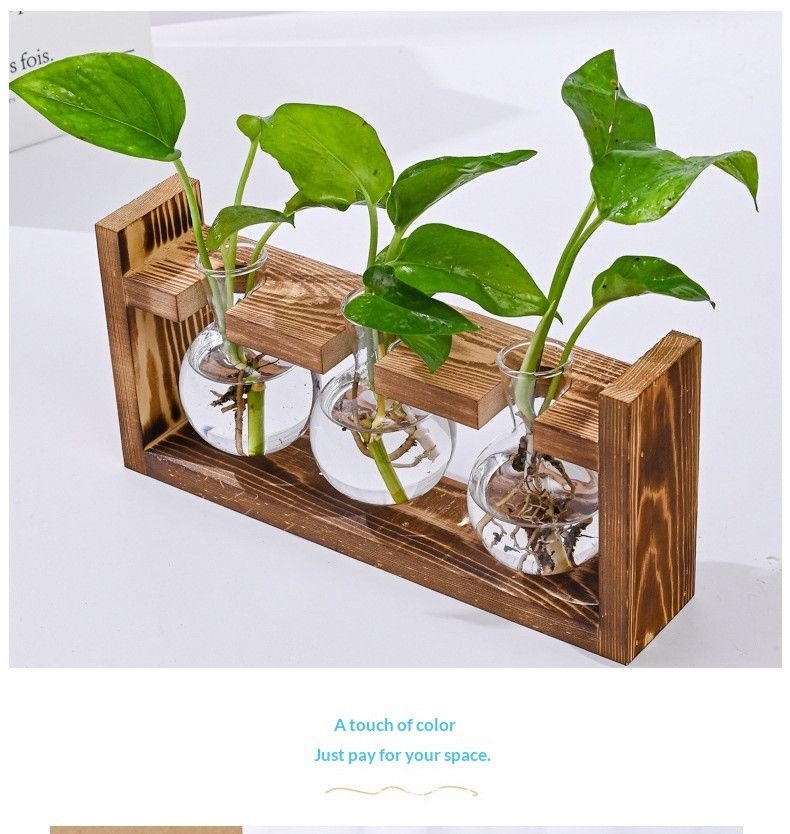 HydroponicWoodenFramewithSnap-On-SphericalTripleBottle