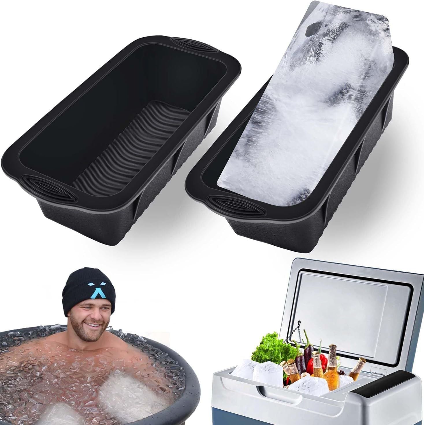 4 Pack Extra Large Ice Block Mold Grey
