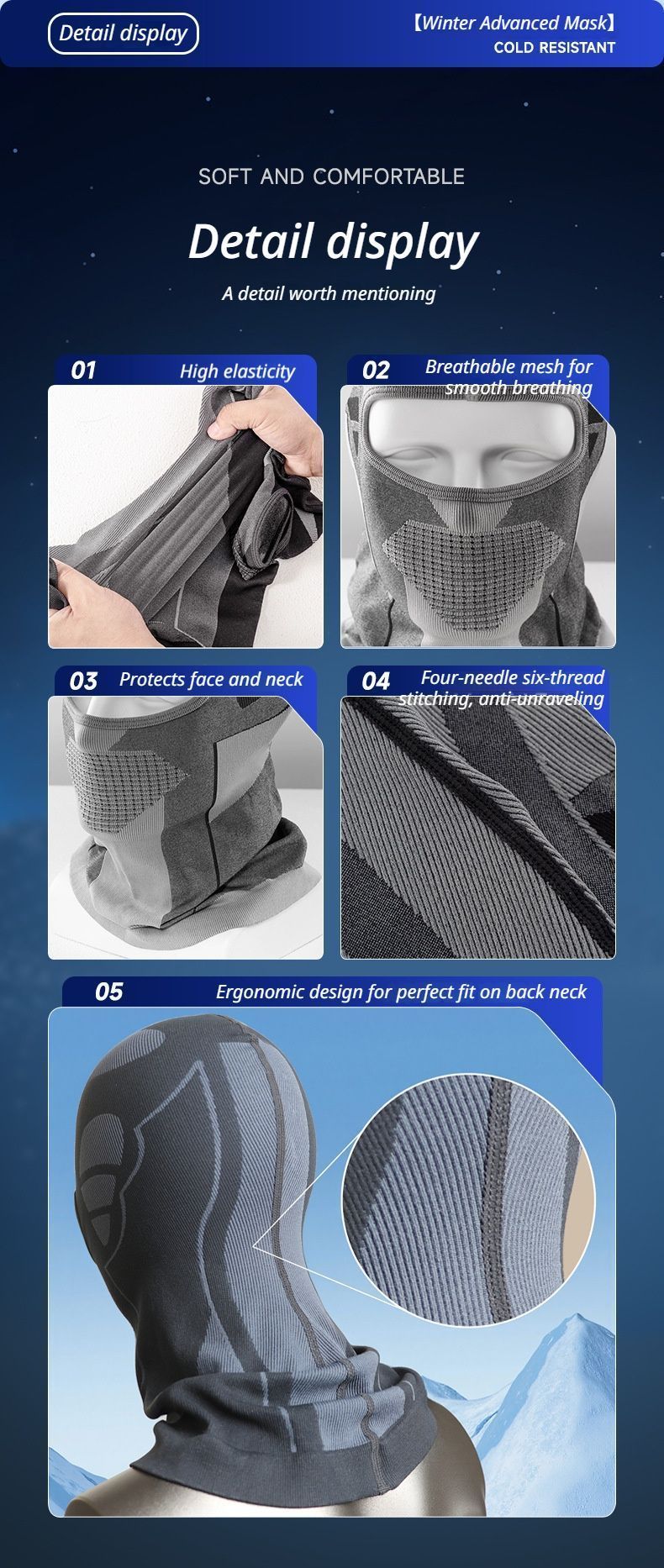 Ski Balaclava Black & Blue