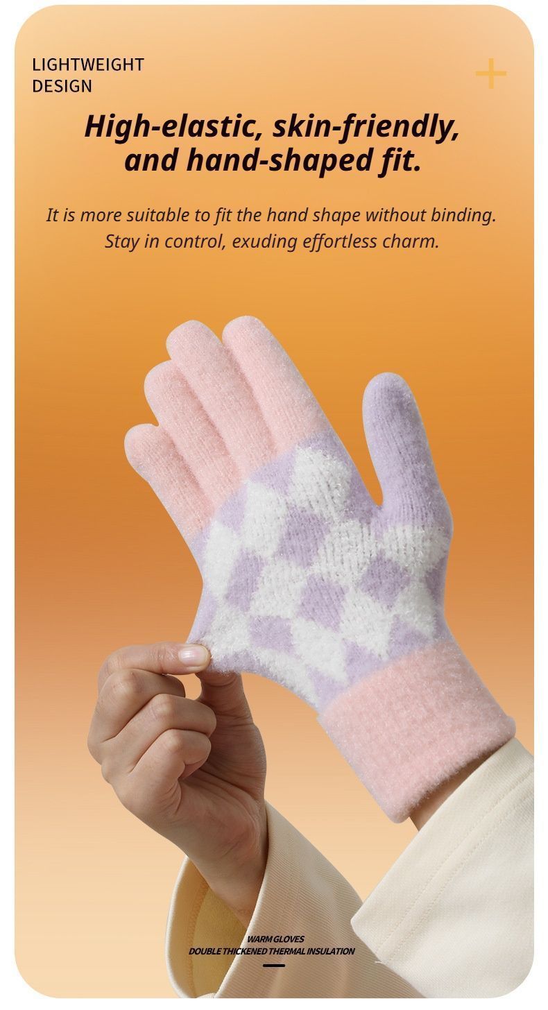 2Pcs Touchscreen Knitted Gloves Black