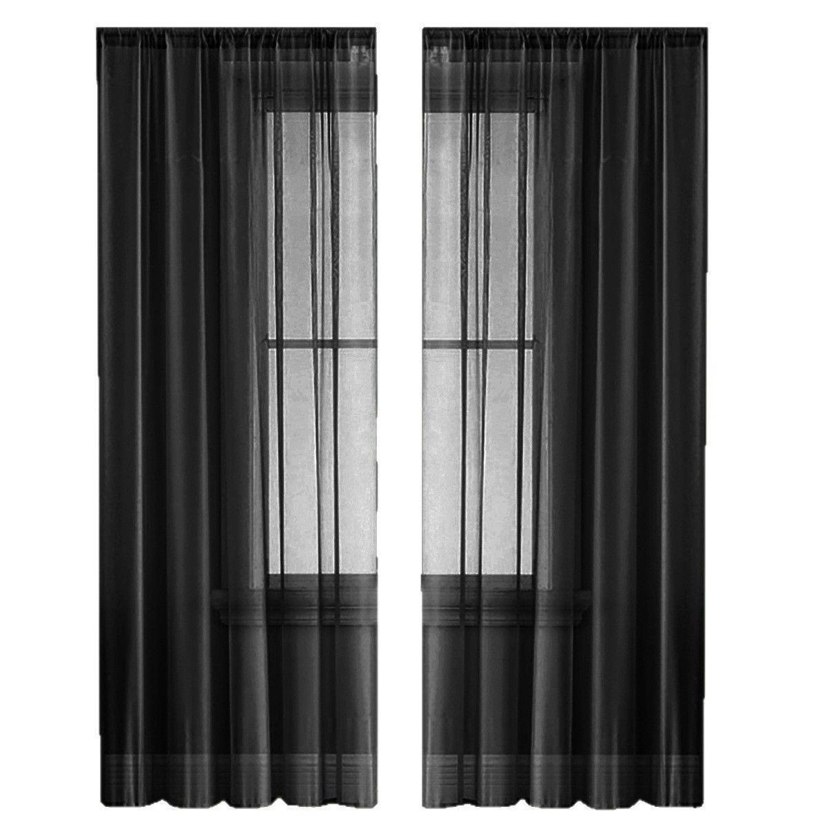 2 Pack Semi Blackout Sheer Curtains Beige