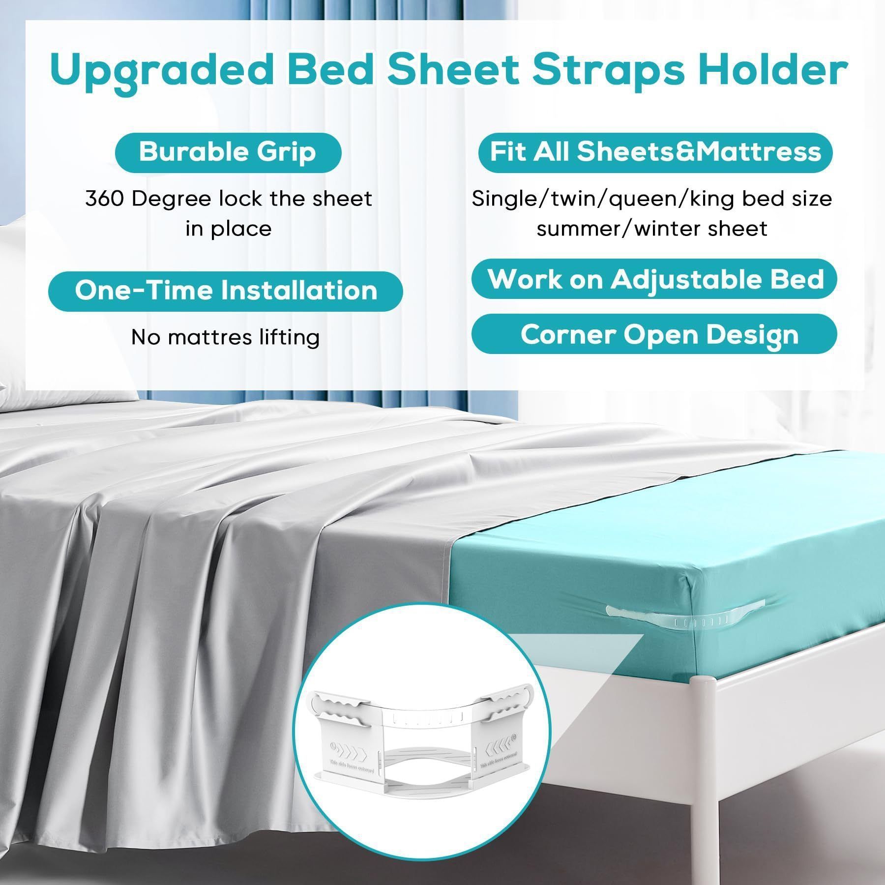 4Pcs Non-Slip Bed Sheet Fasteners, Household Sheet Holders