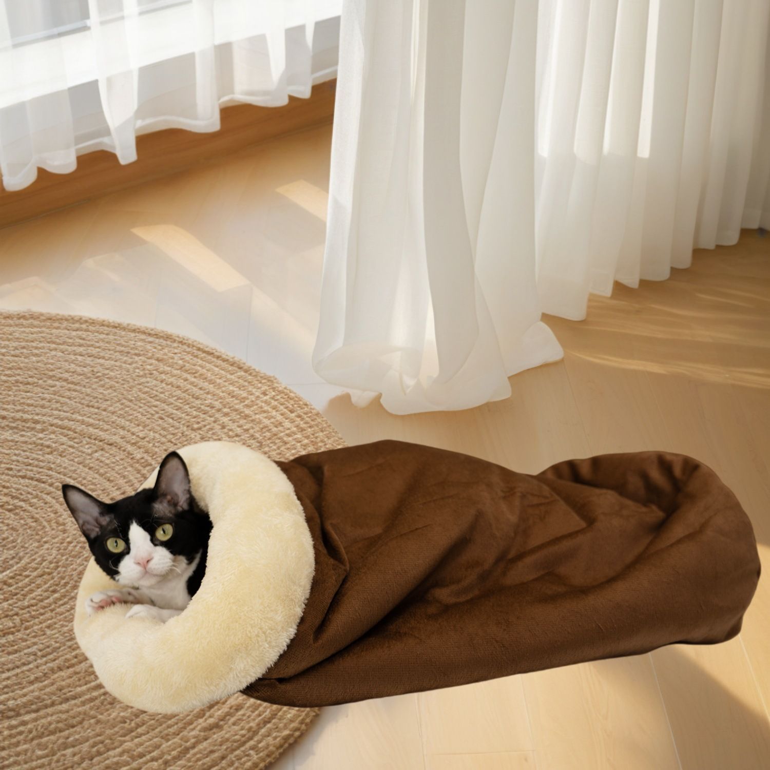 Upgraded Support Pet Warm Bed Dark Brown