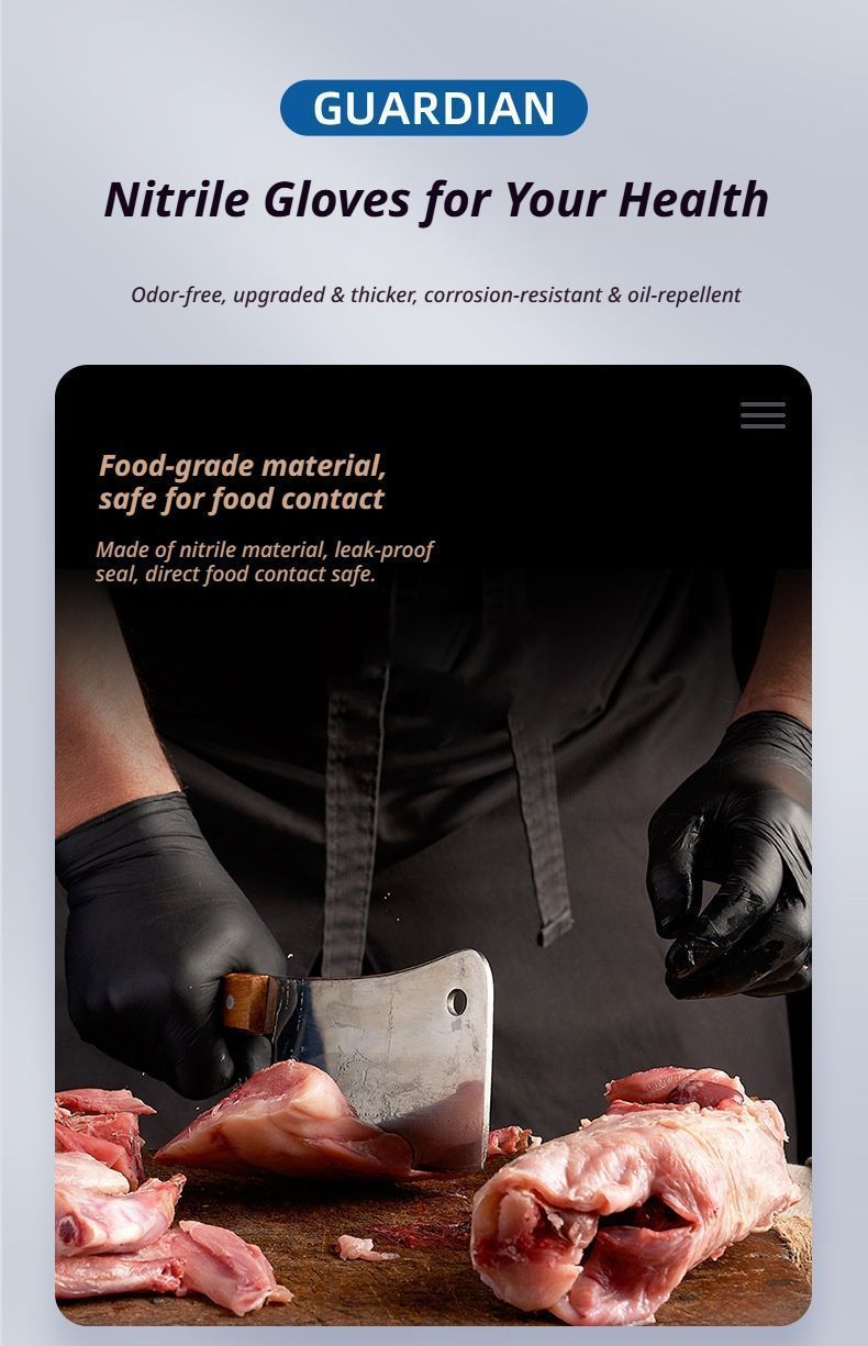 300Pcs Black Nitrile Gloves Large