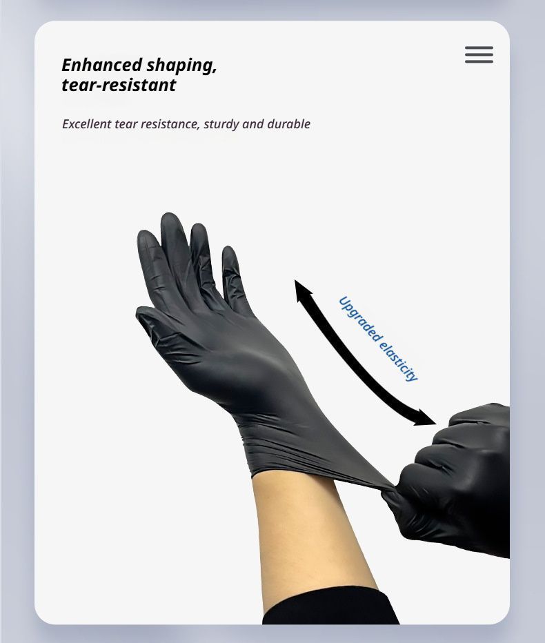 300Pcs Black Nitrile Gloves Large