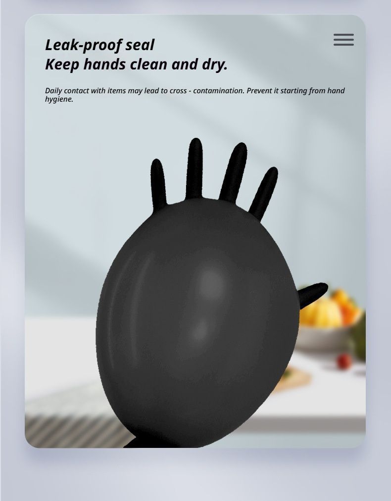 300Pcs Black Nitrile Gloves Large