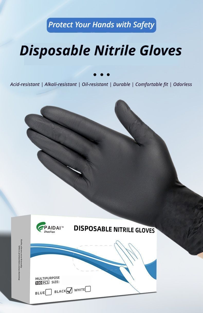 300Pcs Black Nitrile Gloves-Extra Large