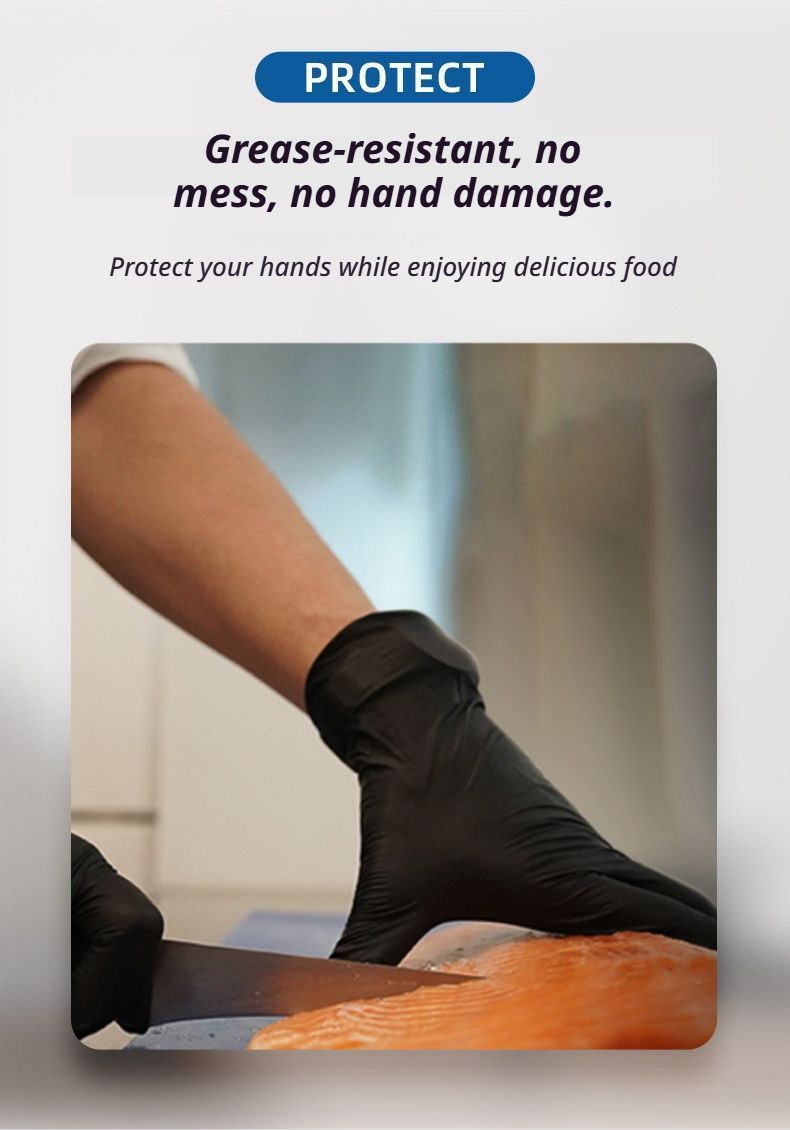 300Pcs Black Nitrile Gloves-Extra Large