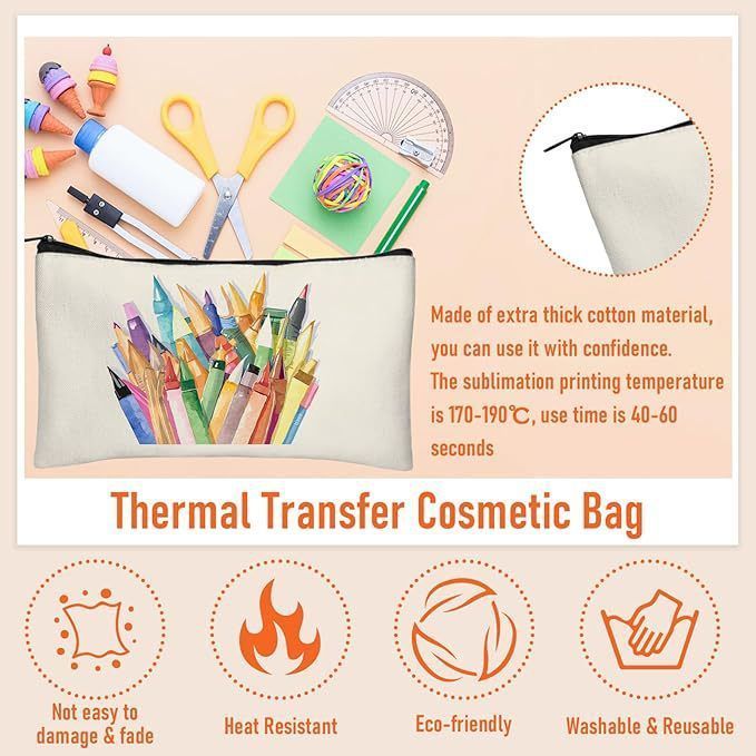 15 Pack Canvas Zipper Pencil Bag 21.5×14.5cm
