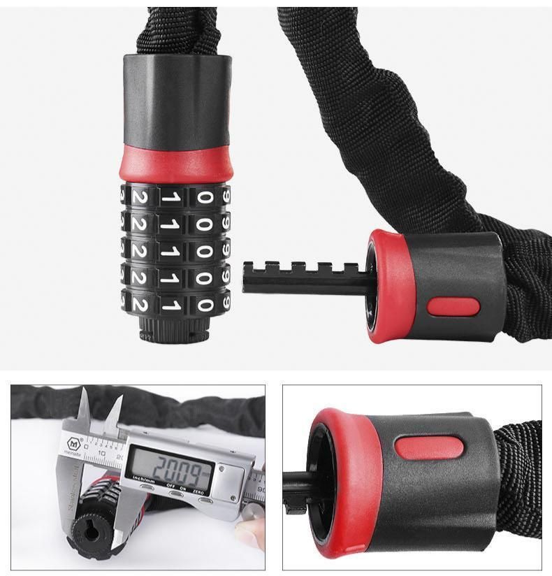 Bike Combination Lock - Black Red, 1.2m