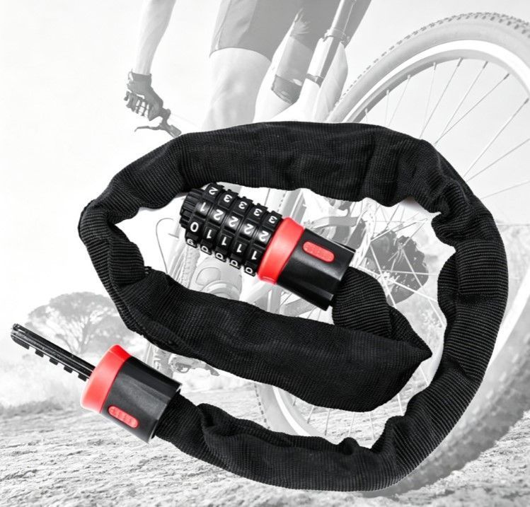 Bike Combination Lock - Black Red, 1.5m