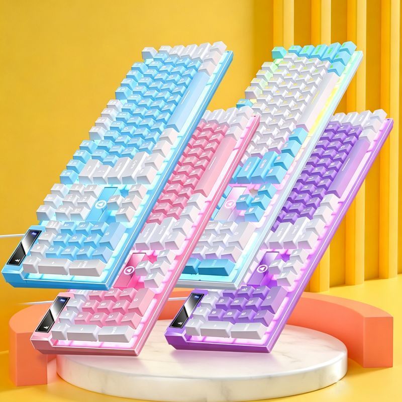 104 Keys Wired Keyboard Black And Gray