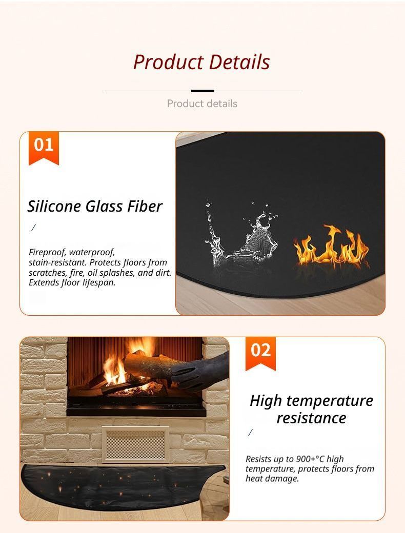 Black Semi-Circle Fireplace Mat