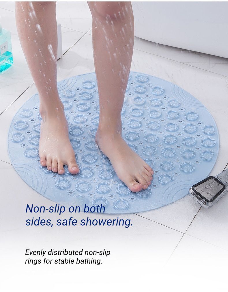 Blue Non-Slip Bath Mat 55×55cm