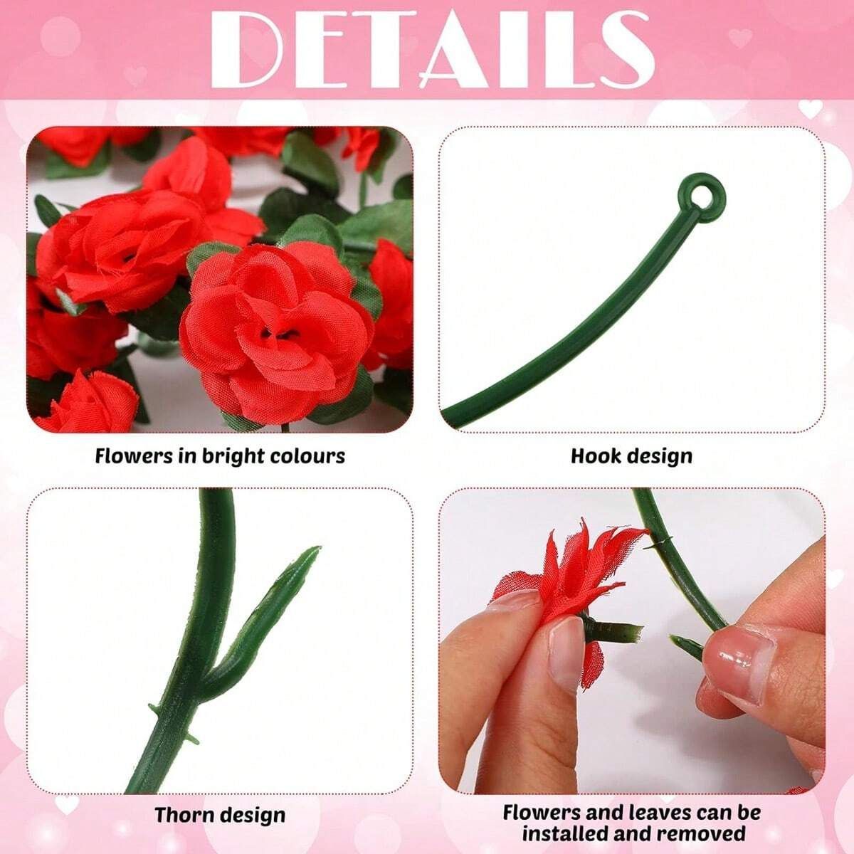 Artificial Rose Vine - White 2.5m