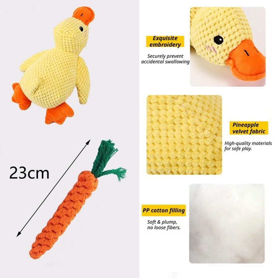 Small & Medium Plush Duck with Rope Carrot
