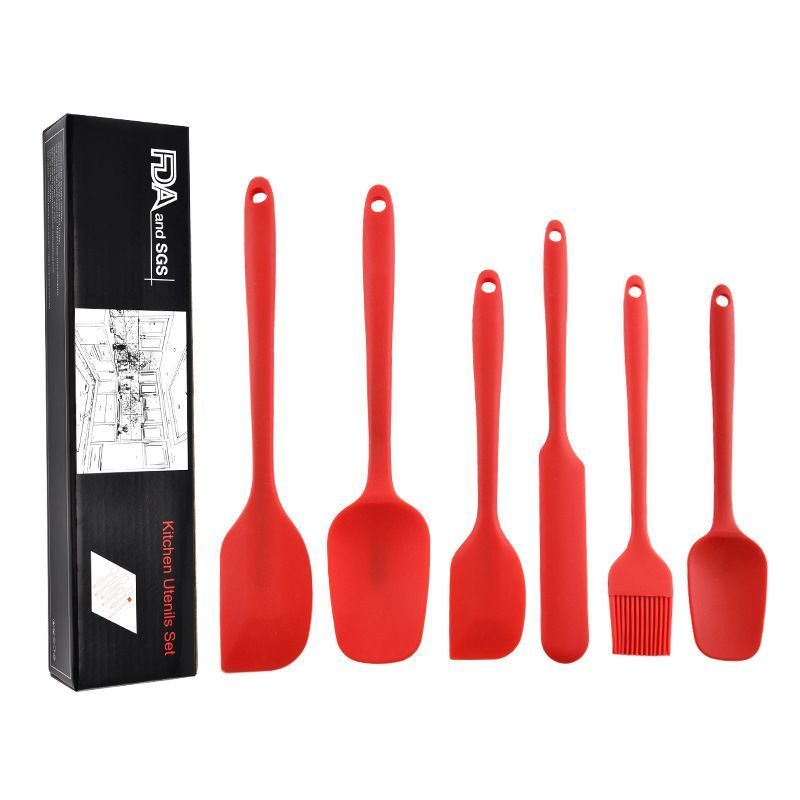 6Pcs Food-Grade Silicone Scraper Set, Baking Cream Spatulas red 2 set/12PCS