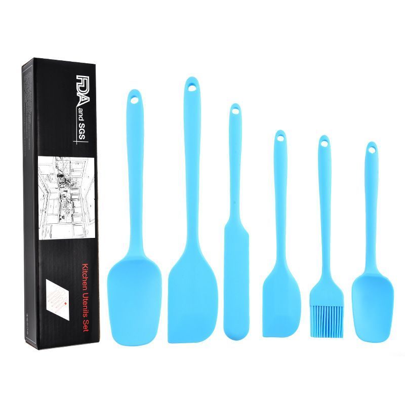 6Pcs Food-Grade Silicone Scraper Set, Baking Cream Spatulas Blue 2 set/12PCS