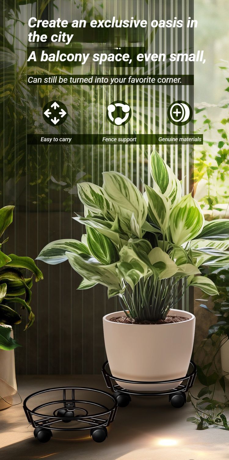 Black Round Wheel Plant Caddy