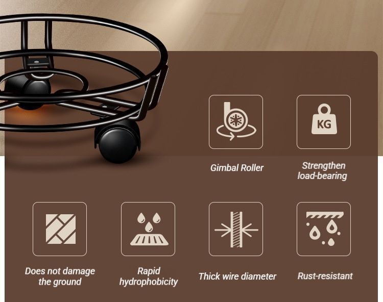 Black Round Wheel Plant Caddy