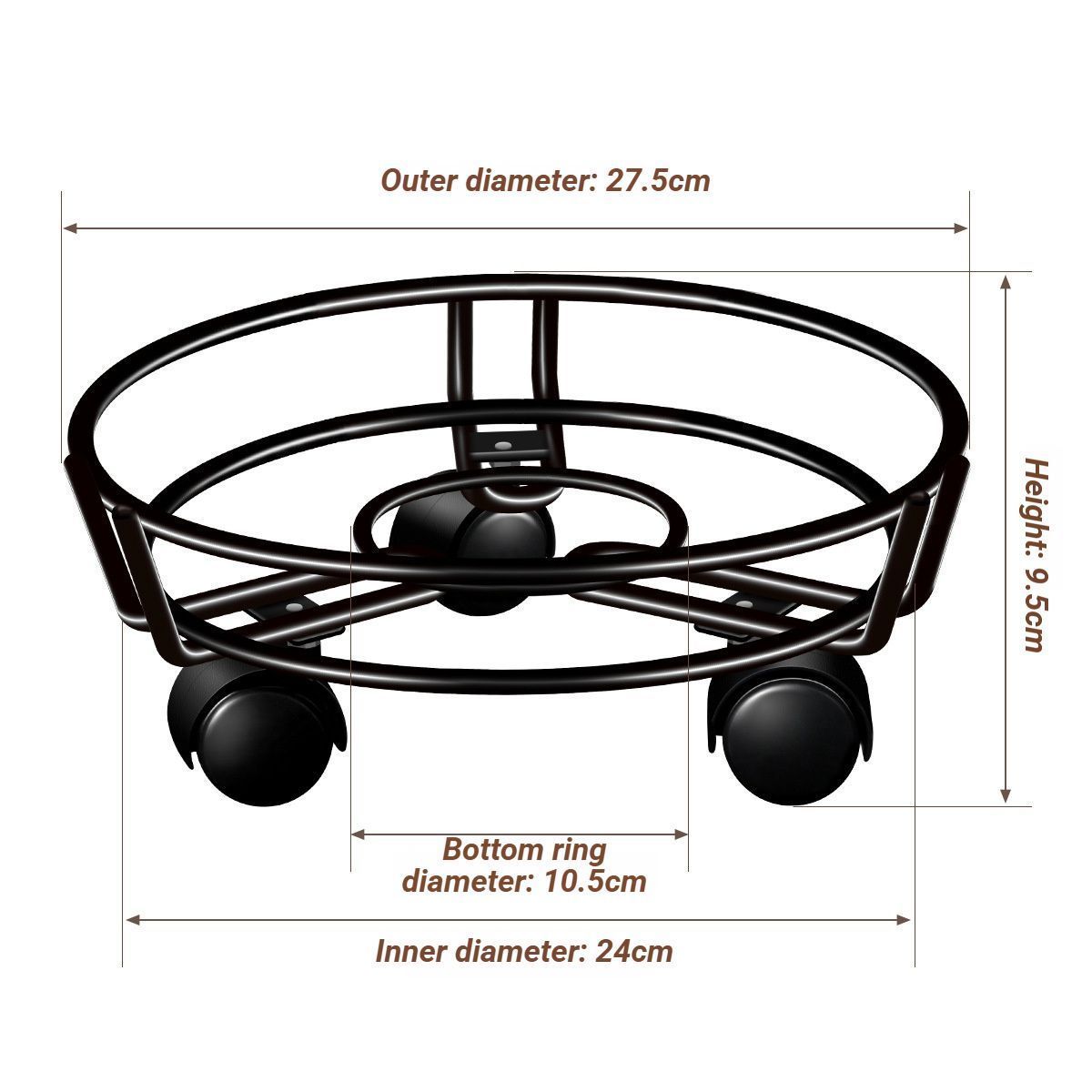 Black Round Wheel Plant Caddy